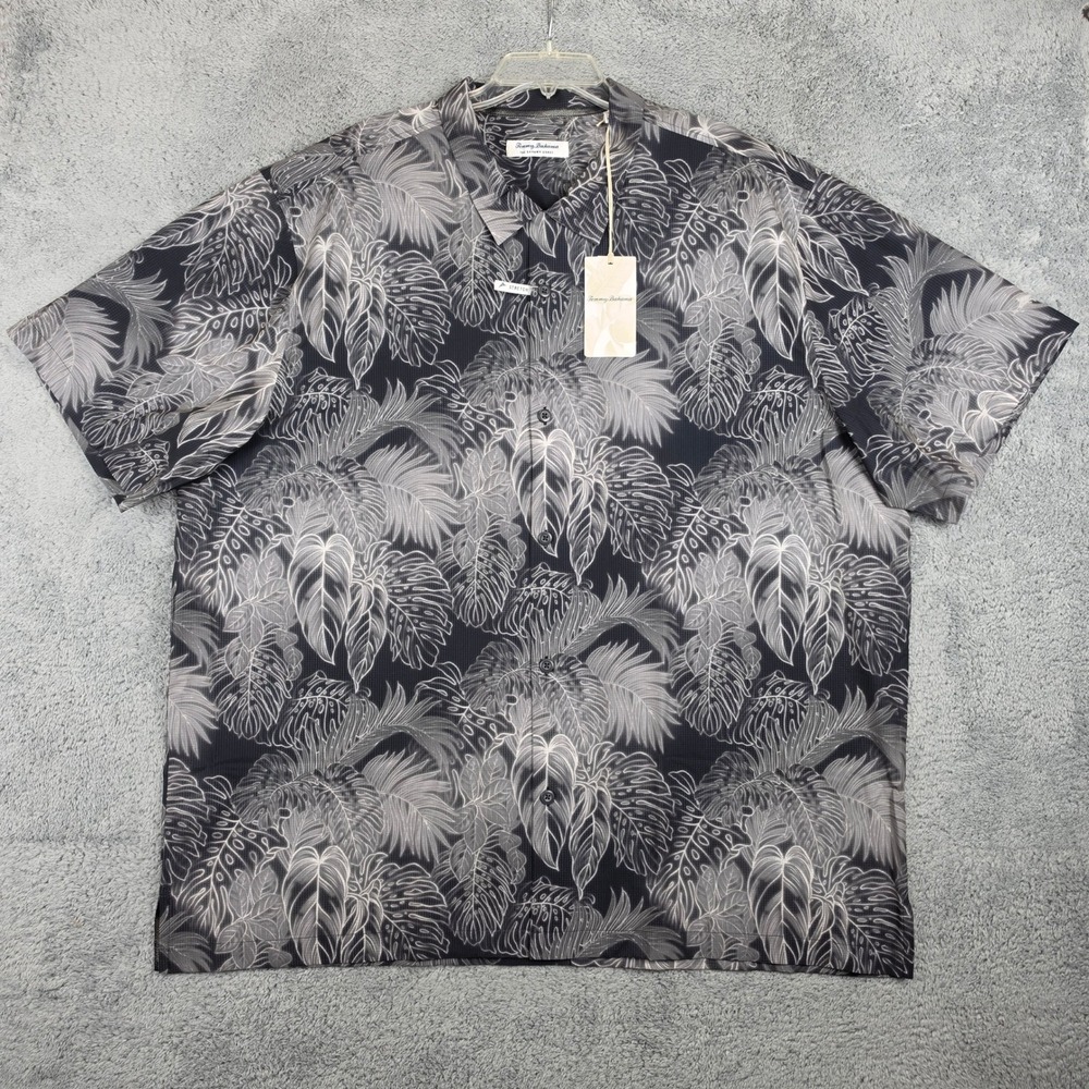 Tommy Bahama Shirt Mens 3XL Black Tropical Island Zone Stretch Button Up NWT - Picture 2 of 11